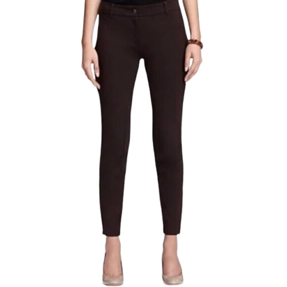 Eileen Fisher Riding Ponte Slim Leg Pants w/ Ankle Zipper Detail in Brown Sz. L